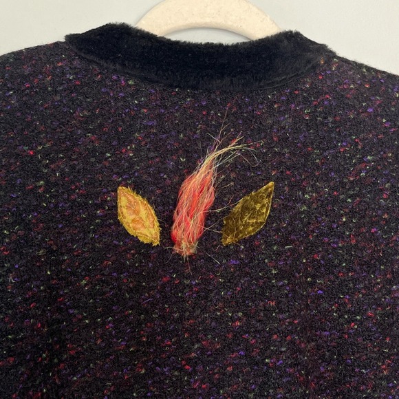 Lee Andersen 2X Jacket Velvet Trim Appliques Art To Wear Whimsical Winter - Picture 10 of 13